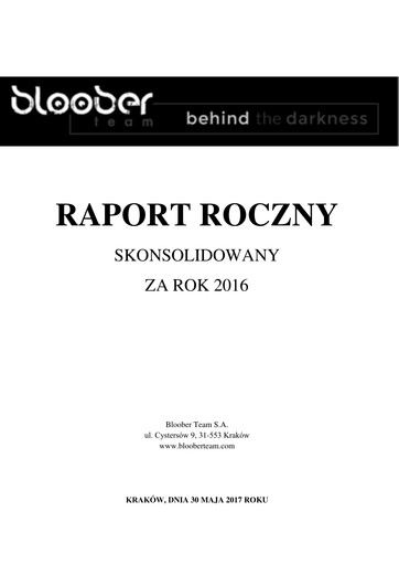 Thumbnail Bloober Team Annual Report 2016