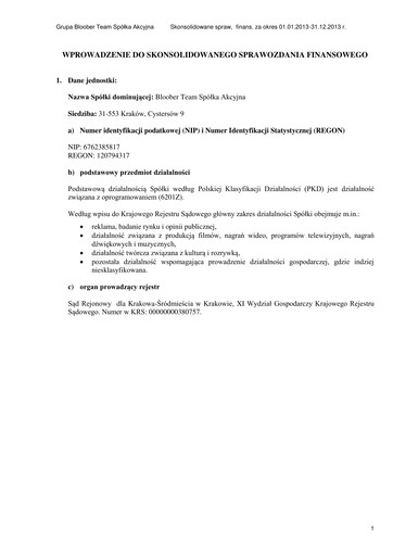 Vorschaubild Bloober Team Finanzmitteilung 2013