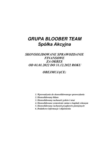 Vorschaubild Bloober Team Finanzmitteilung 2022