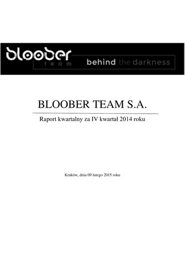 Thumbnail Bloober Team Quarterly Report 2014-q4