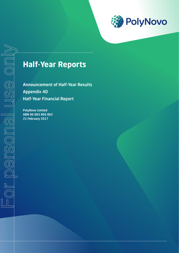 Thumbnail PolyNovo Financial Report 2017-h1