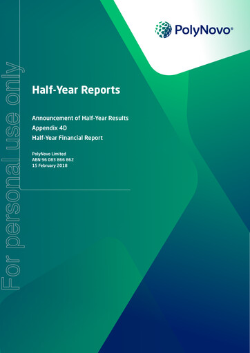 Thumbnail PolyNovo Financial Report 2018-h1
