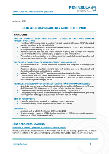 Thumbnail Peninsula Energy Quarterly Report 2022-q4