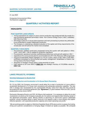 Thumbnail Peninsula Energy Quarterly Report 2023-q2