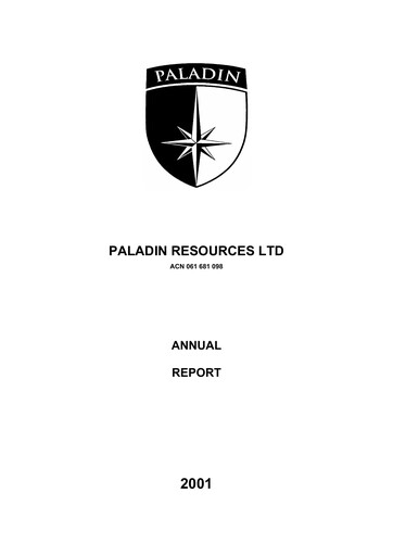 Thumbnail Paladin Energy Annual Report 2001