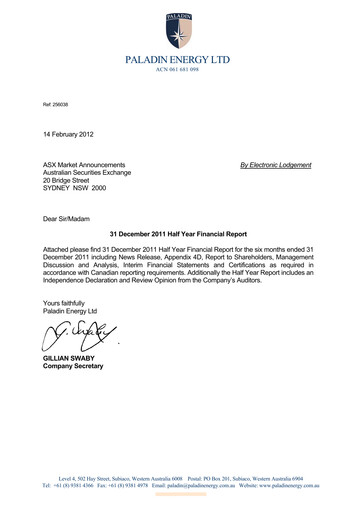 Thumbnail Paladin Energy Financial Report 2012-h1