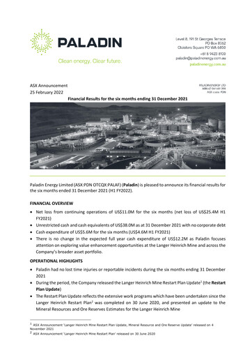 Thumbnail Paladin Energy Financial Report 2022-h1