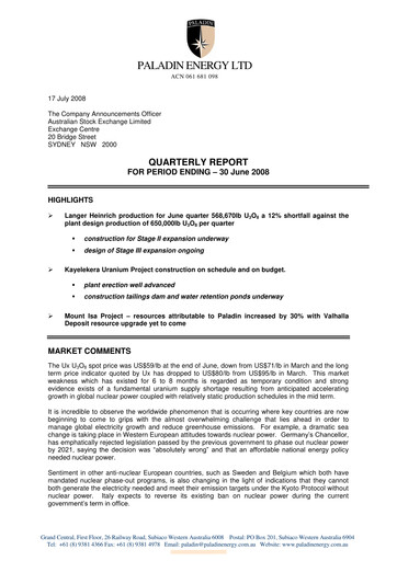 Thumbnail Paladin Energy Quarterly Report 2008-q4