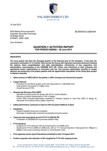 Thumbnail Paladin Energy Quarterly Report 2015-q4