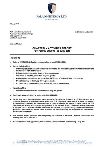 Thumbnail Paladin Energy Quarterly Report 2018-q4