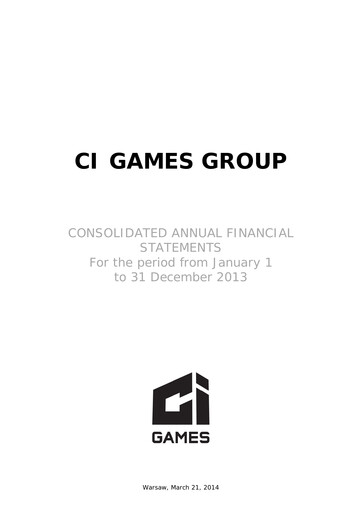 Miniature CI Games Bilan financier 2013