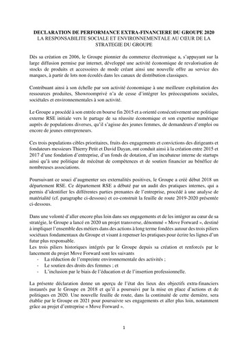 Thumbnail SRP Groupe (Showroomprive.com) ESG Report 2020