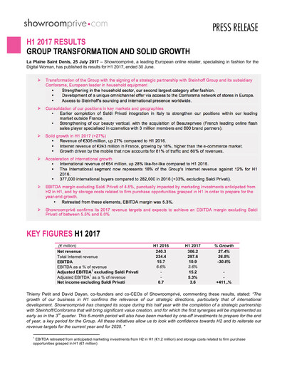 Miniature SRP Groupe (Showroomprive.com) Bilan financier 2017-h1