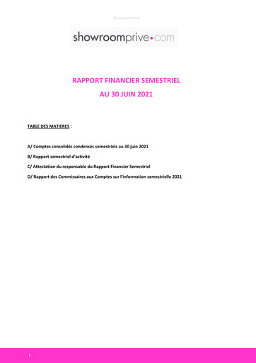 Miniature SRP Groupe (Showroomprive.com) Bilan financier 2021-h1