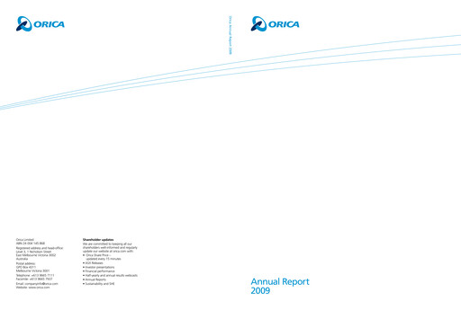 Thumbnail Orica Annual Report 2009