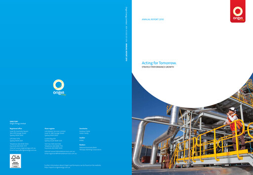 Thumbnail Origin Energy Annual Report 2010