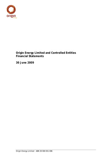Thumbnail Origin Energy Financial Statement 2009