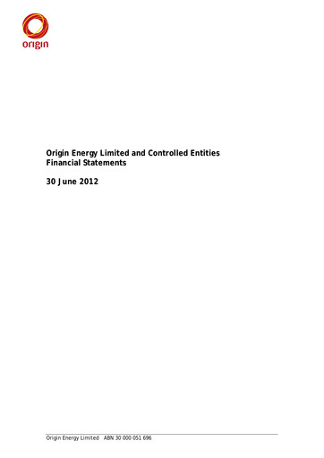 Thumbnail Origin Energy Financial Statement 2012