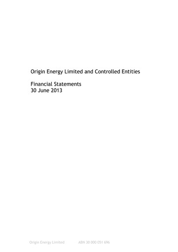 Thumbnail Origin Energy Financial Statement 2013