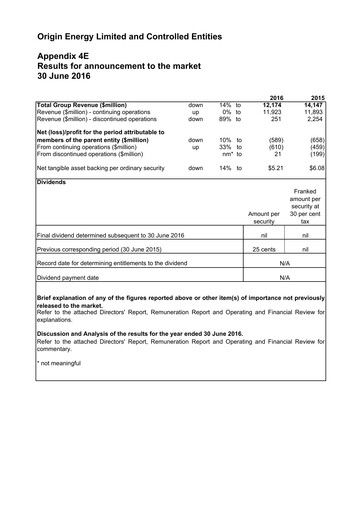 Thumbnail Origin Energy Financial Statement 2016