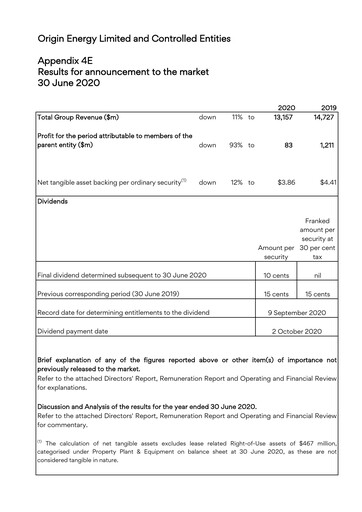 Thumbnail Origin Energy Financial Statement 2020