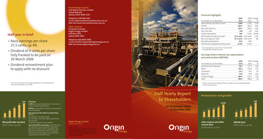 Thumbnail Origin Energy Half-year Report 2006-h1