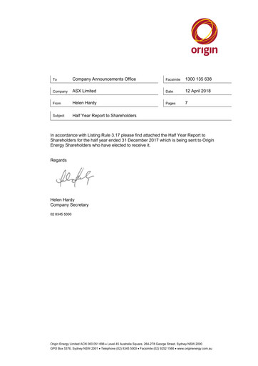 Thumbnail Origin Energy Half-year Report 2018-h1