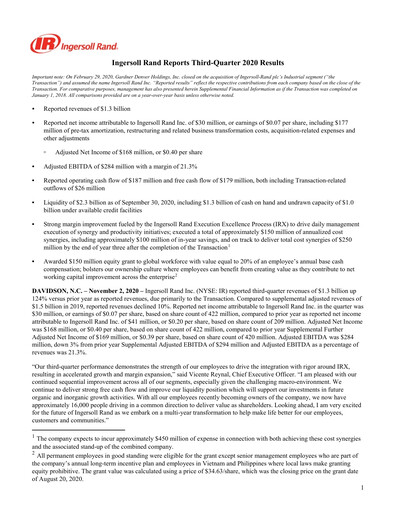 Thumbnail Ingersoll Rand Quarterly Report 2020-q3