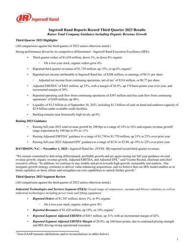 Thumbnail Ingersoll Rand Quarterly Report 2023-q3