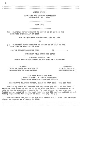 Thumbnail Intuitive Surgical Quarterly Report 2000-q2