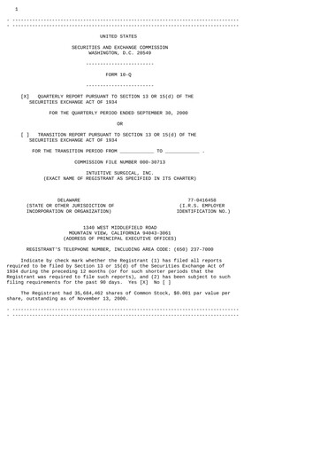 Thumbnail Intuitive Surgical Quarterly Report 2000-q3
