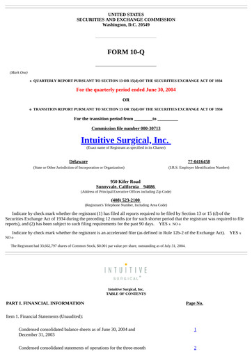 Thumbnail Intuitive Surgical Quarterly Report 2004-q2