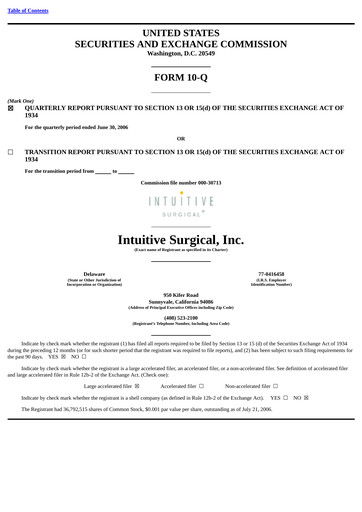 Thumbnail Intuitive Surgical Quarterly Report 2006-q2