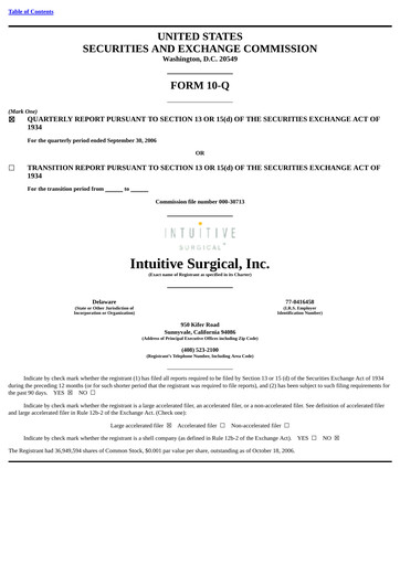 Thumbnail Intuitive Surgical Quarterly Report 2006-q3