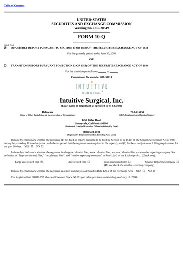 Thumbnail Intuitive Surgical Quarterly Report 2008-q2