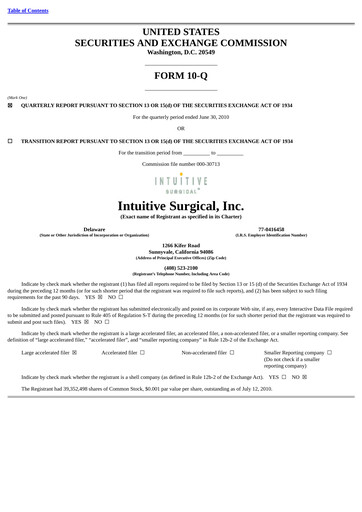 Thumbnail Intuitive Surgical Quarterly Report 2010-q2