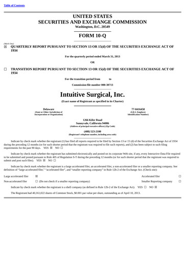 Thumbnail Intuitive Surgical Quarterly Report 2013-q1