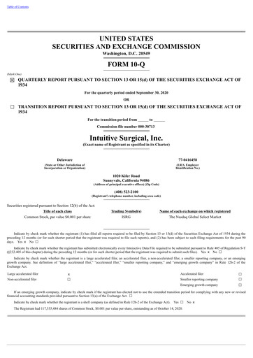 Thumbnail Intuitive Surgical Quarterly Report 2020-q3