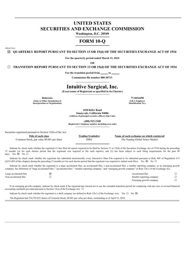 Thumbnail Intuitive Surgical Quarterly Report 2024-q1