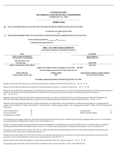 Vorschaubild J.M. Smucker Company Finanzbericht 2026
