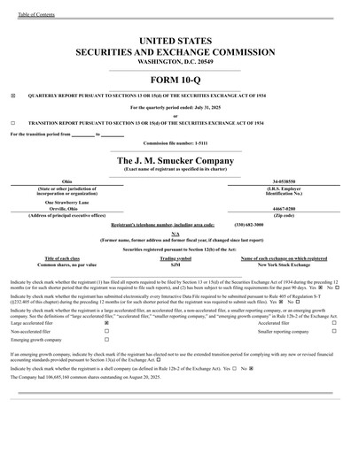 Miniature J.M. Smucker Company Rapport trimestriel 2026-q1