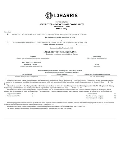 Thumbnail L3Harris Technologies Quarterly Report 2024-q2