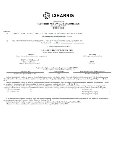 Thumbnail L3Harris Technologies Quarterly Report 2025-q1