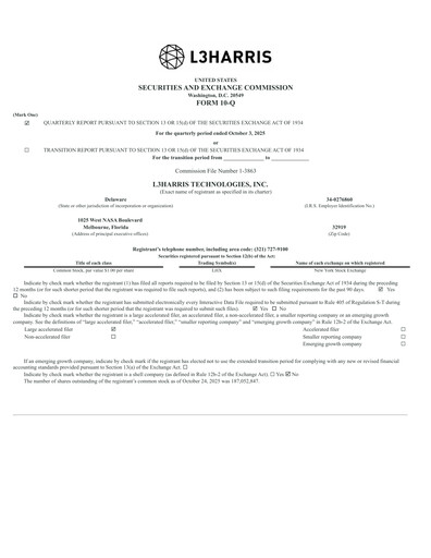 Thumbnail L3Harris Technologies Quarterly Report 2025-q3