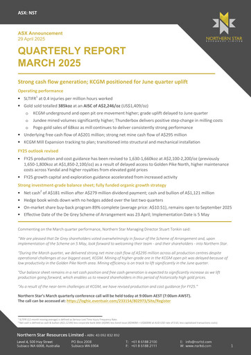 Thumbnail Northern Star Quarterly Report 2025-q1