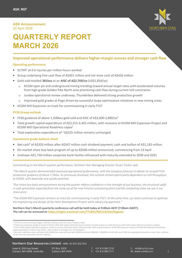 Thumbnail Northern Star Quarterly Report 2026-q1