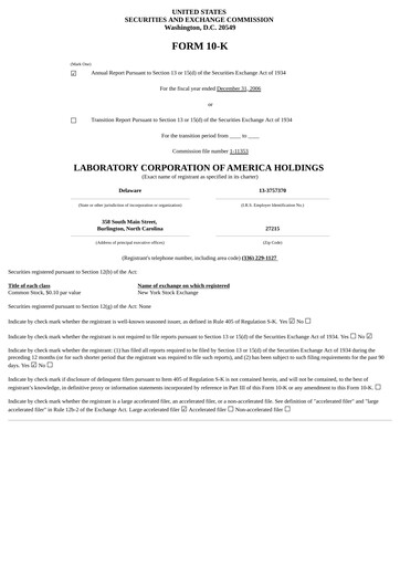 Thumbnail LabCorp Annual Report 2006