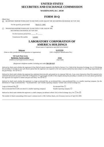 Thumbnail LabCorp Quarterly Report 2009-q1