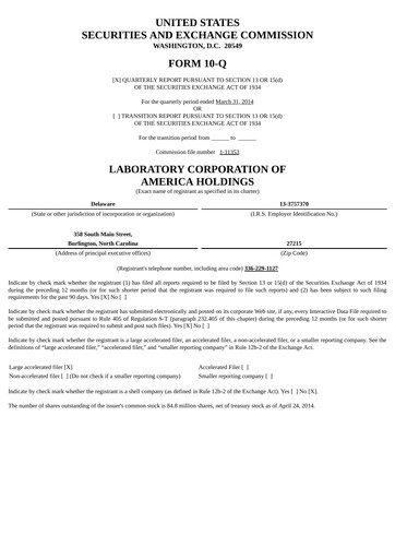 Thumbnail LabCorp Quarterly Report 2014-q1