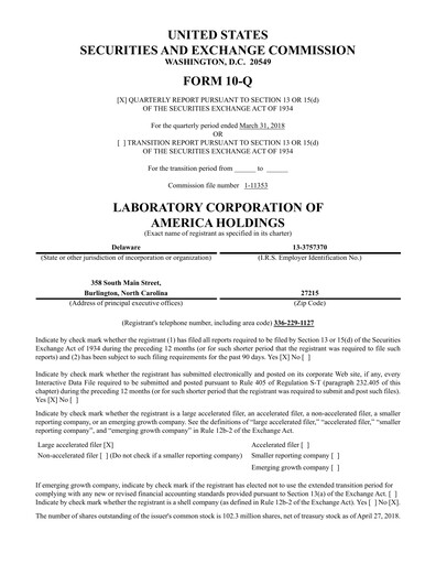 Thumbnail LabCorp Quarterly Report 2018-q1